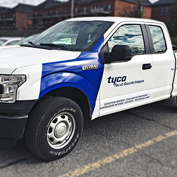 Lettering on pick-up for Tyco
